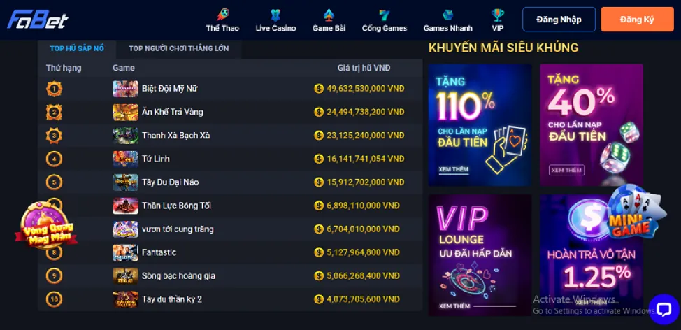 Giới thiệu vsbet khuyến mãi và các trò chơi slot đa dạng